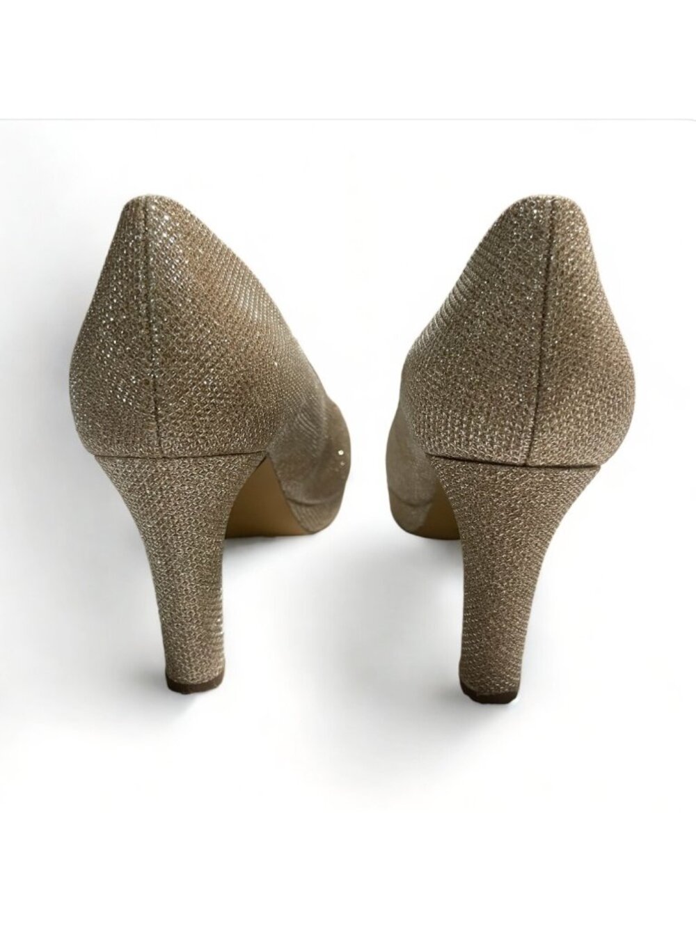 Aukis Women's Sparkly Gold High Heels - Size 9.5 - Picture 13 of 14